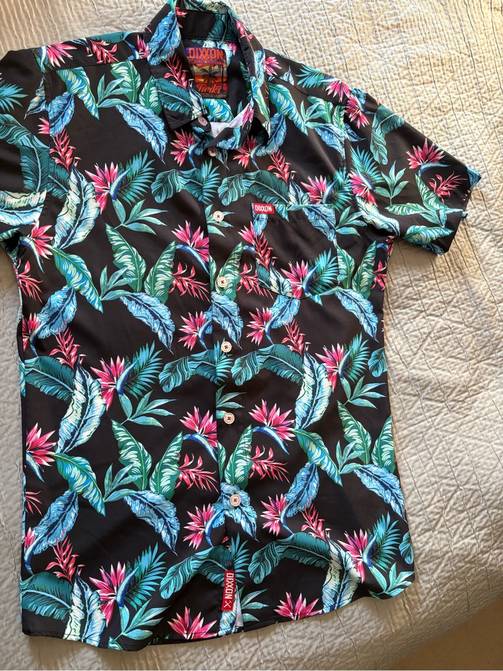 DIXXON Black Floral Casual Button-Down Shirt